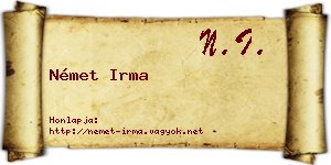 Német Irma névjegykártya